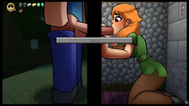 HornyCraft [Parody Hentai game PornPlay ] Ep.4 Alex is sucking Steve through a minecraft gloryhole