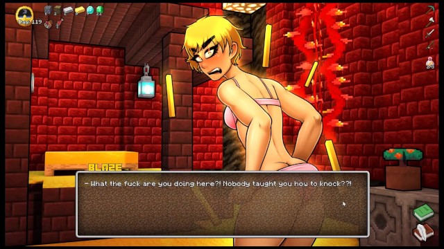 HornyCraft [ MINECRAFT PORN hentai game ] Ep.34 blaze caught undressing her pink panties