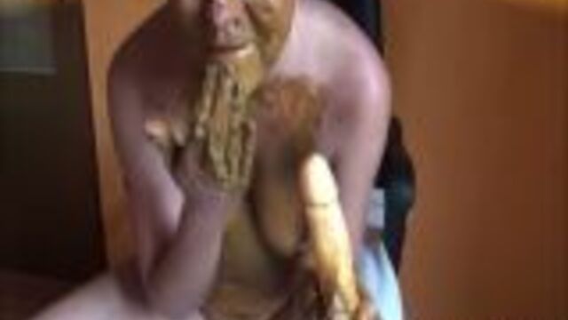 Hungry Girl Eating Her Own Shit
