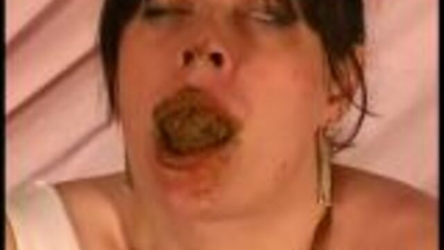 Squinting Retard Eating Shit