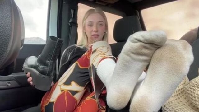 POV Blonde Girl Sock Worship, Feet Worship, Boot Worship