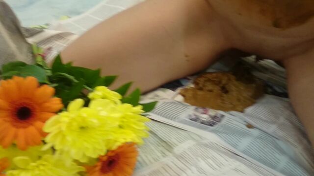 Brown Wife - I'm a Dirty Vase Under the Flowers scat porn on This Vid Scat